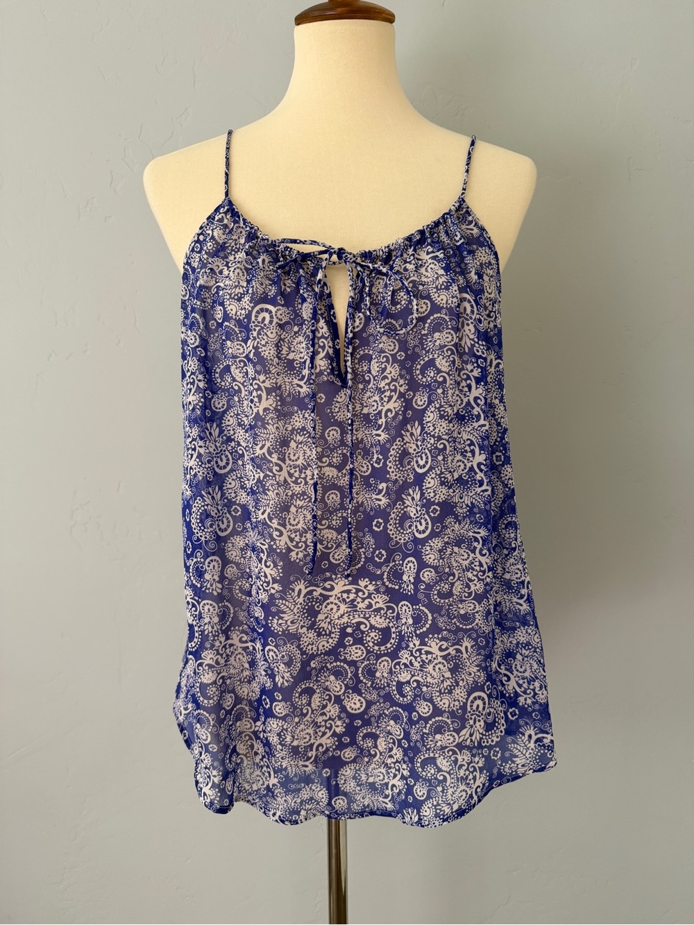 Club Monaco Cobalt Blue Paisley Floral Spaghetti Strap Cami - Size M